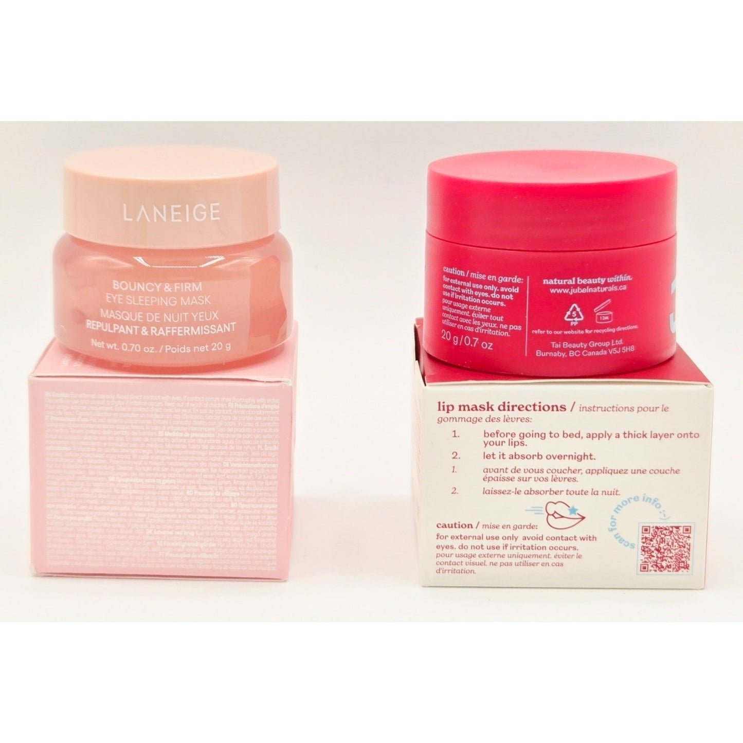 Overnight Laneige Bouncy & Firm Eye + Jubel Lip Sleeping Masks ~ .7oz ea.~ NEW