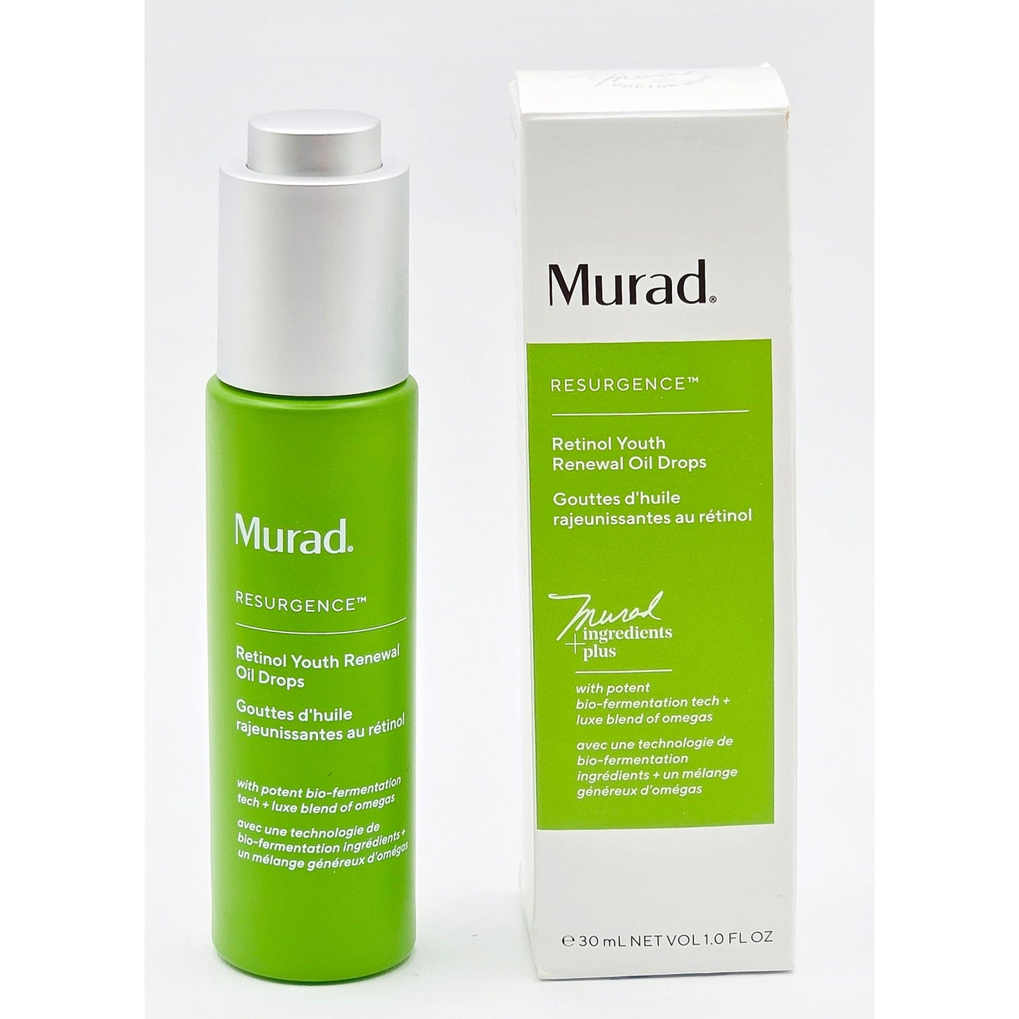 Murad Retinol Youth Renewal Oil Drops 1 oz bottle with outer box front