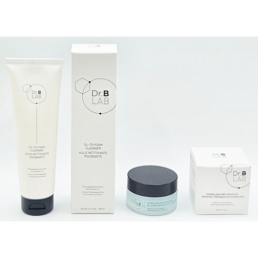 DR BRANDT~Dr. B Lab Hydraglass Prep Serum Gel 1 oz & Oil to Foam Cleanser 4.2 oz