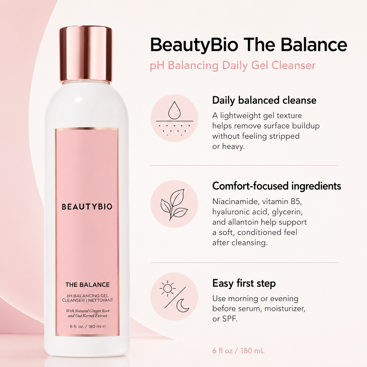 BeautyBio The Balance pH Balancing Daily Gel Cleanser 6 fl oz