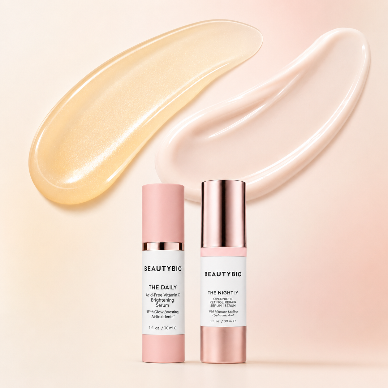 BeautyBio The Daily Vitamin C Brightening + The Nightly Retinol Serum Set 1 oz