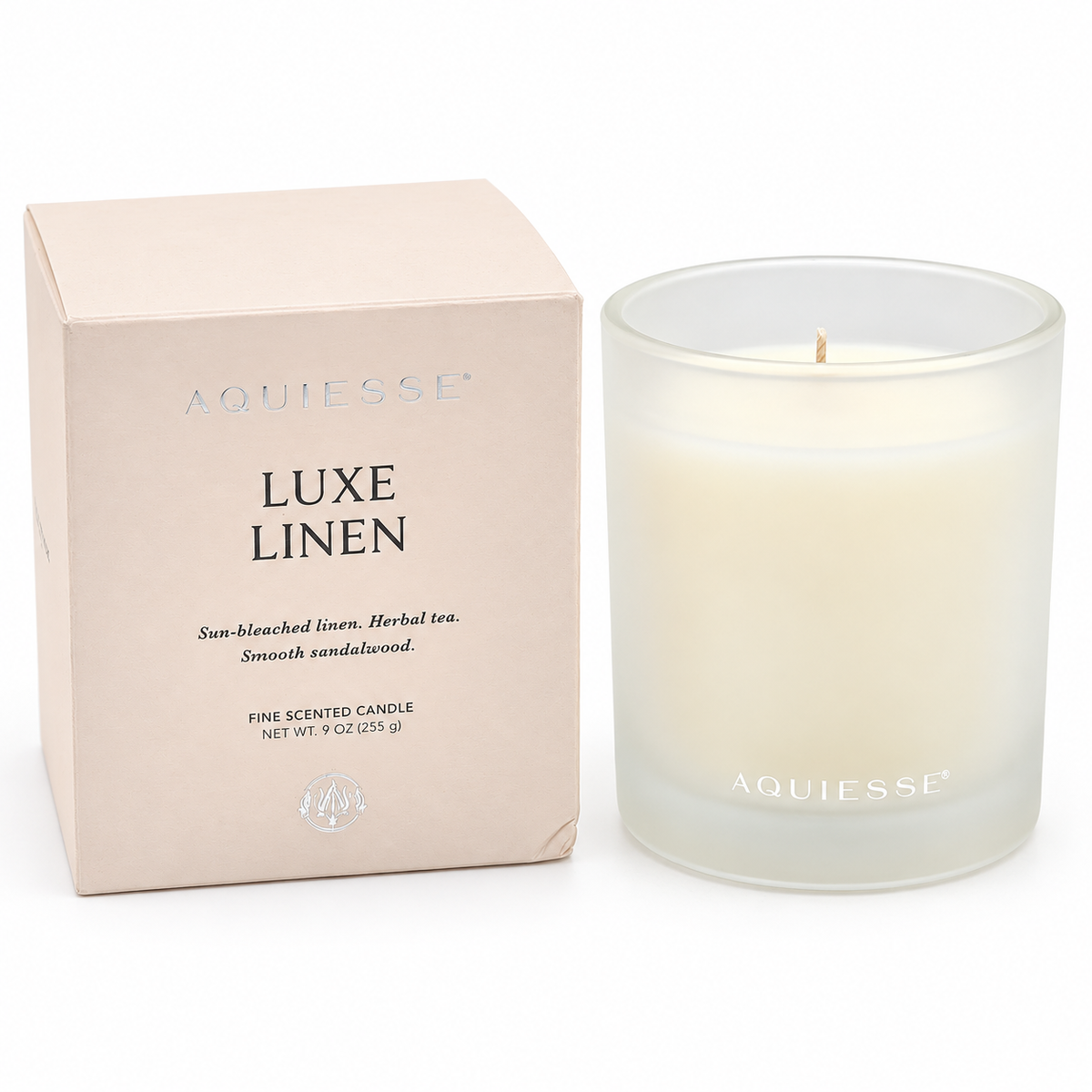 Aquiesse Luxe Linen Fine Scented Candle 9 oz with retail box