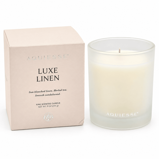 Aquiesse Luxe Linen Fine Scented Candle 9 oz with retail box