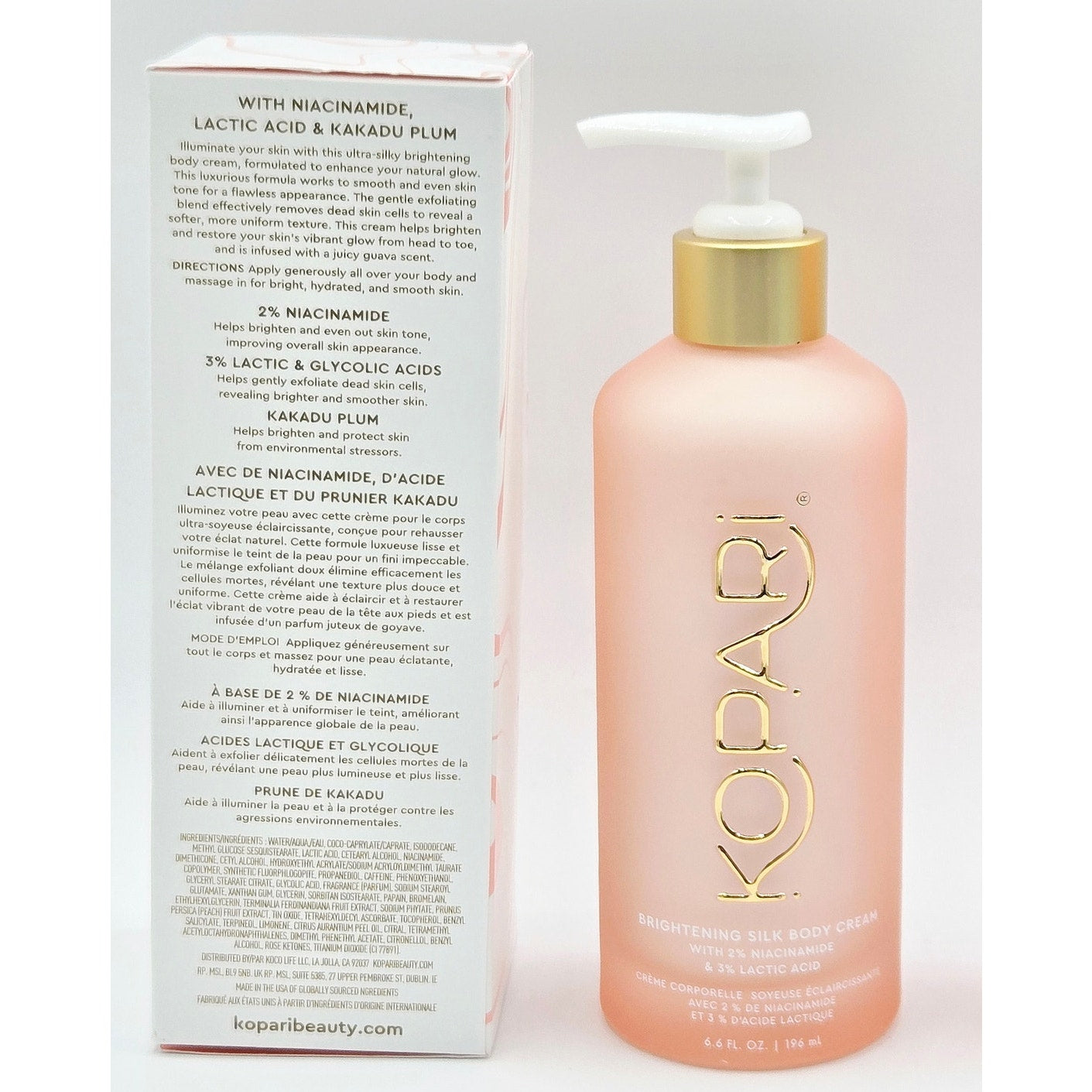 Kopari Brightening Silk Body Cream ~ 6.6 oz.~ 2% Niacinamide- Guava Scented