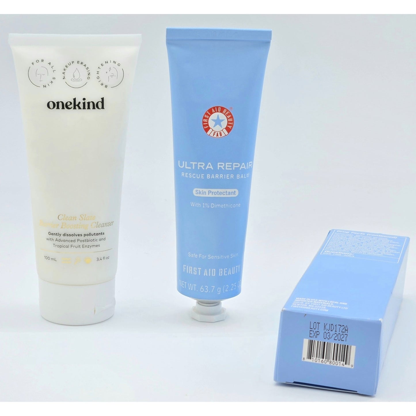 First Aid Beauty ULTRA REPAIR Barrier Balm + onekind Barrier Boosting Cleanser