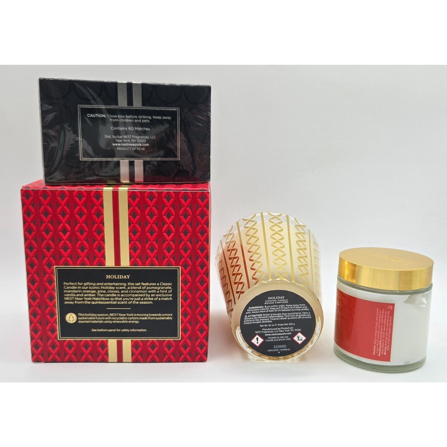 NEST Fragrances HOLIDAY Scented Candle & Matchbox Set 8.1 oz w/ Truly Gift