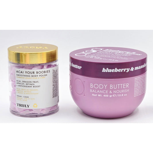 TRULY Beauty Acai Your B*bies Body Polish 2oz/ Ciroa Blueberry Body Butter 9.3oz