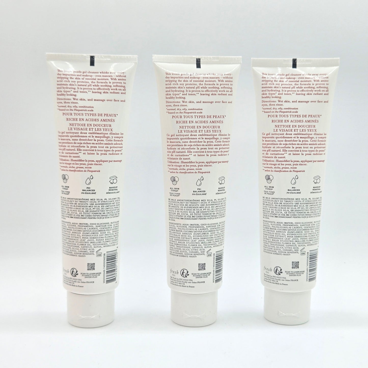 Fresh Soy Face Cleanser 5oz x3, 1.6 oz (16.6oz) , 0.5 oz Fresh Lotus Preserve