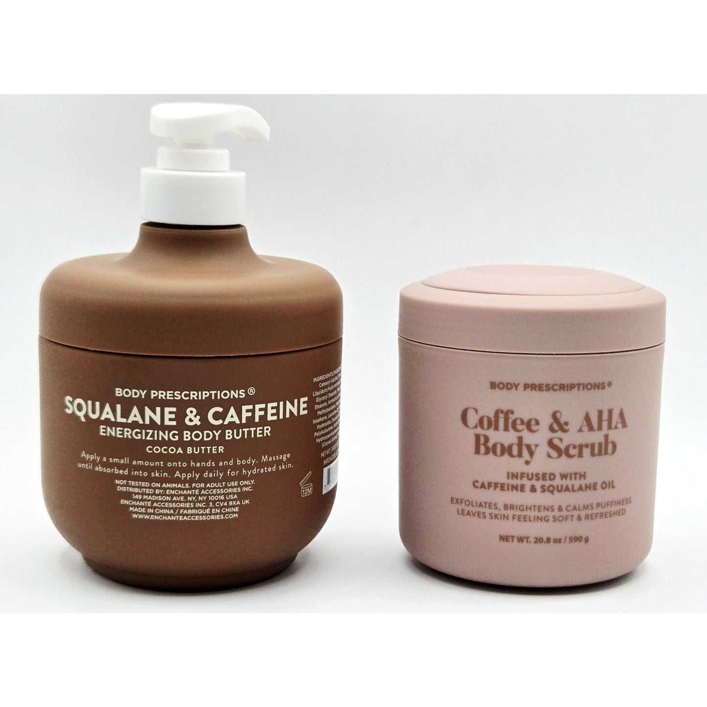 Body Prescriptions Squalane & Caffeine Body Butter + Cocoa & AHA Body Scrub NEW