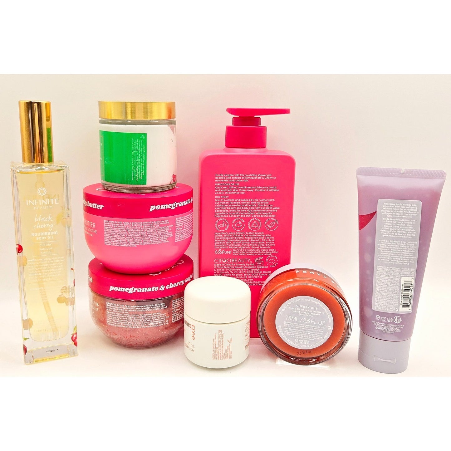 Cherry 8pc Skincare Bundle- Ciroa, Truly, Fenty Skin, Innisfree, Infinite Beauty
