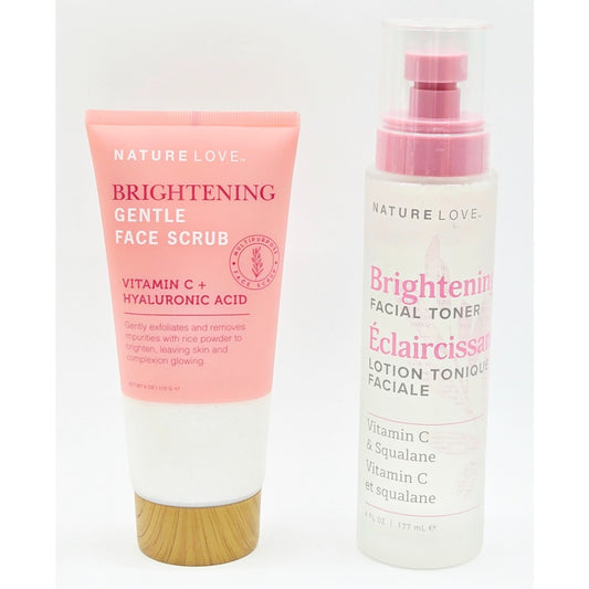 Nature Love Brightening Gentle Face Scrub 6oz & Brightening Facial Toner 6 oz