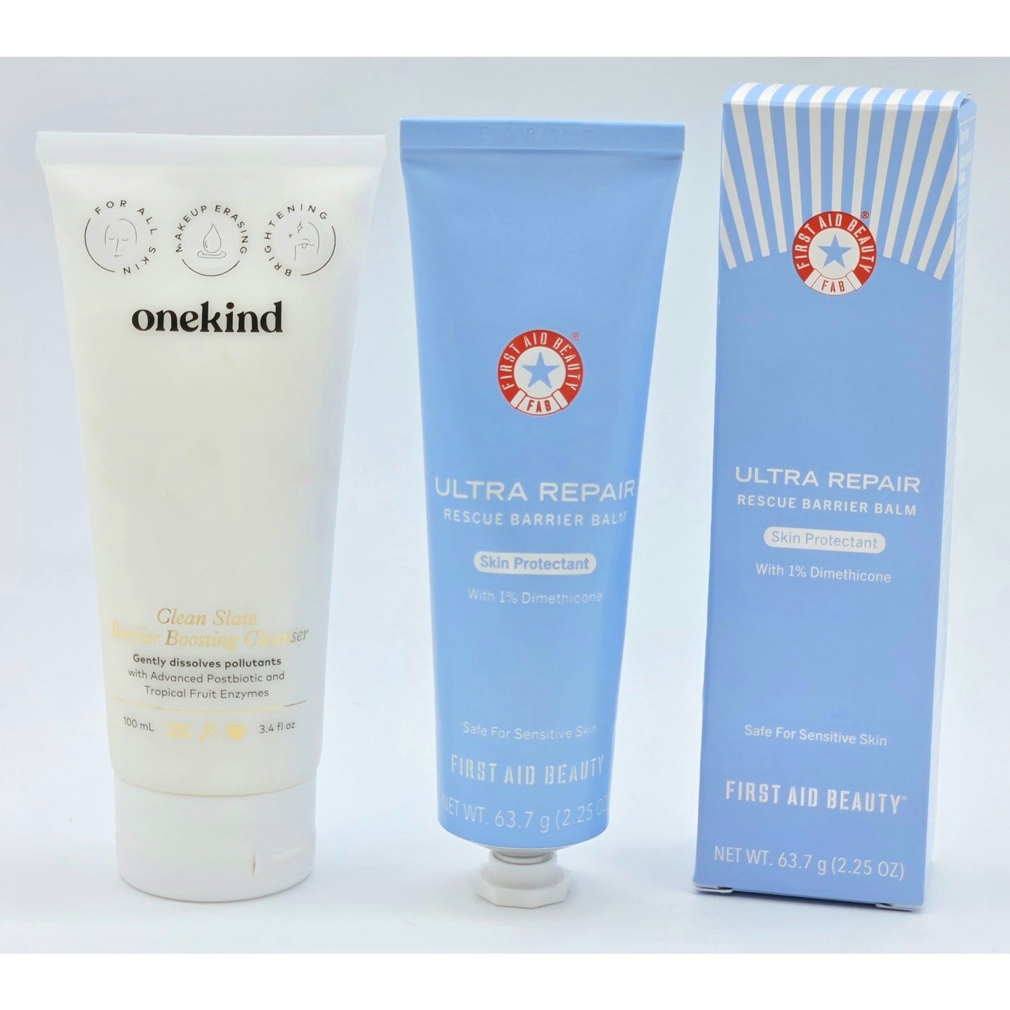 First Aid Beauty ULTRA REPAIR Barrier Balm + onekind Barrier Boosting Cleanser