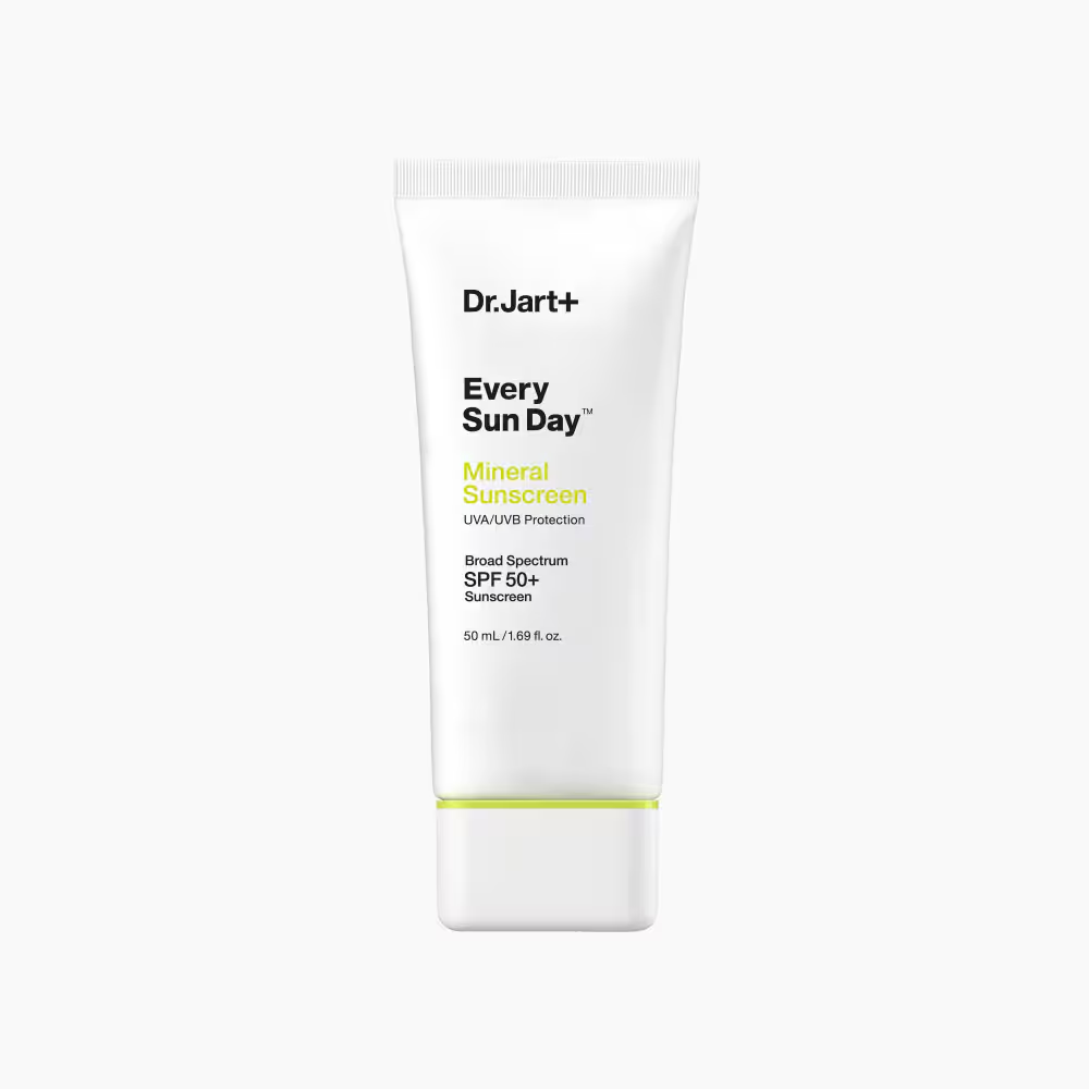 Dr. Jart+ Every Sun Day Mineral Sunscreen SPF 50+ front tube on a white background.