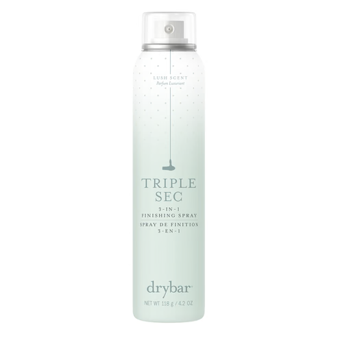 Drybar Triple Sec 3-in-1 Finishing Spray in Lush scent, 4.2 oz pale mint aerosol can with clear cap
