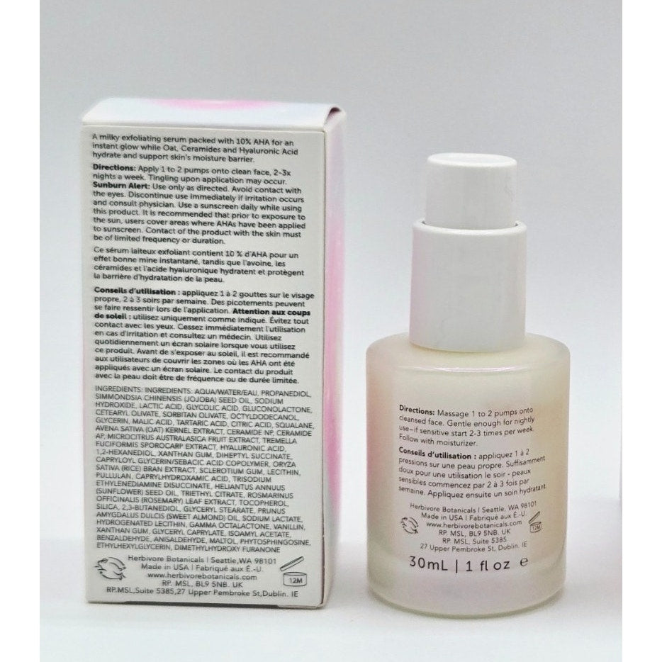 Herbivore- Milky Way - 10% AHA + Oat - Soothing Exfoliating Serum - 1 fl. oz,