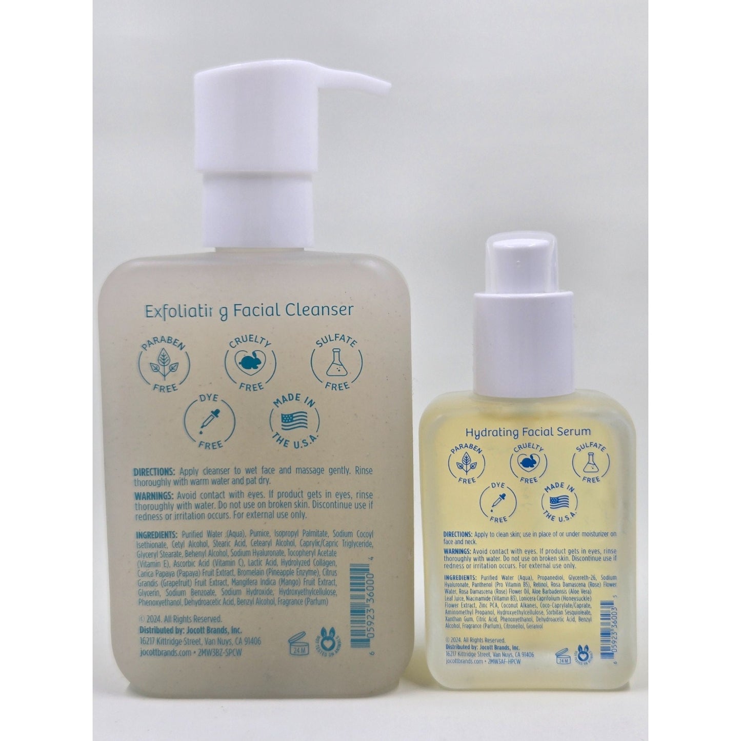 Essential Beauty Exfoliating Facial Cleanser 8 oz & Hydrating Facial Serum 2 oz