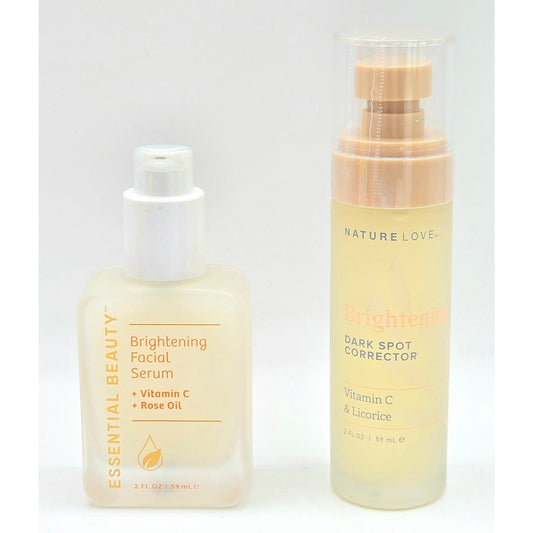 Nature Love and Essential Beauty Brightening &Dark Spot Correcting Serums 2oz ea