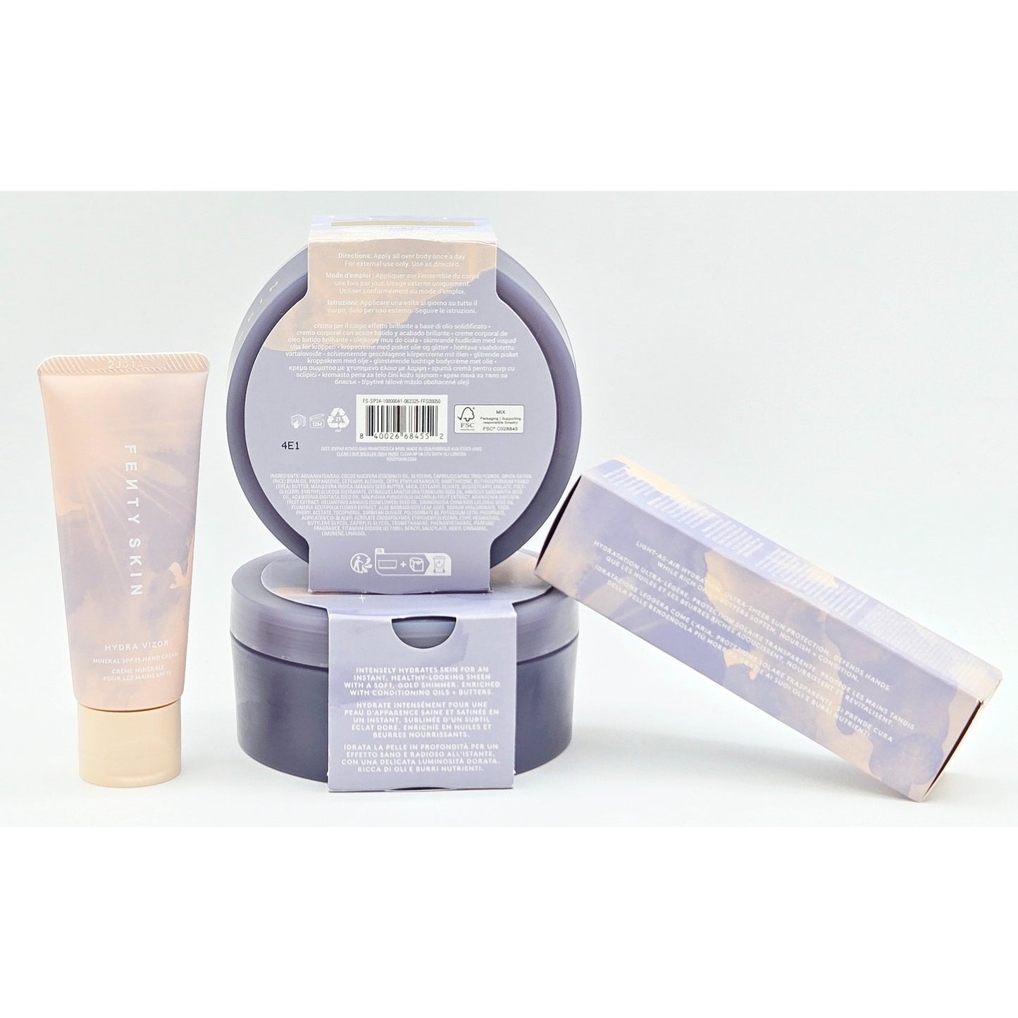 2 Fenty Skin BUTTA DROP Shimmering Whipped Oil Body Cream + Hydra Visor Hand SPF