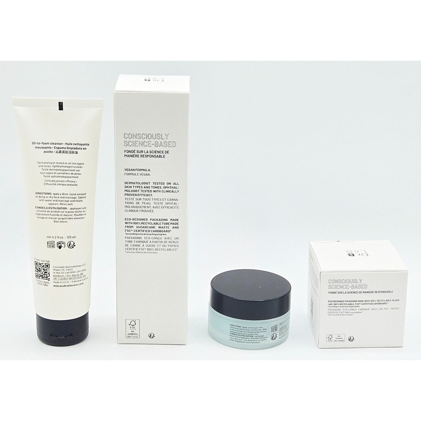 DR BRANDT~Dr. B Lab Hydraglass Prep Serum Gel 1 oz & Oil to Foam Cleanser 4.2 oz