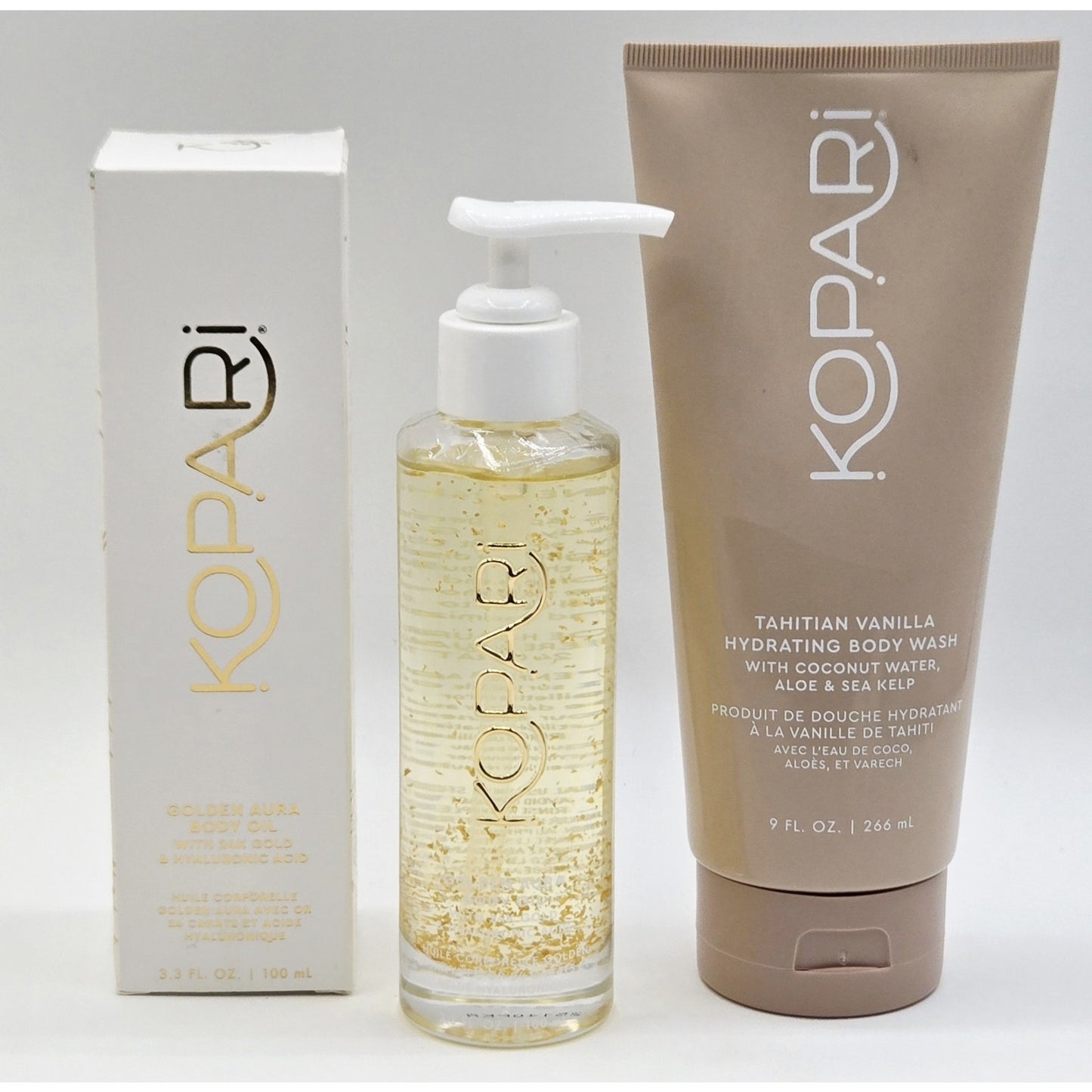 Kopari Tahitian Vanilla Hydrating Body Wash 8 oz + Golden Aura Body Oil 3.3 oz