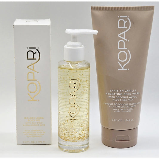 Kopari Tahitian Vanilla Hydrating Body Wash 8 oz + Golden Aura Body Oil 3.3 oz