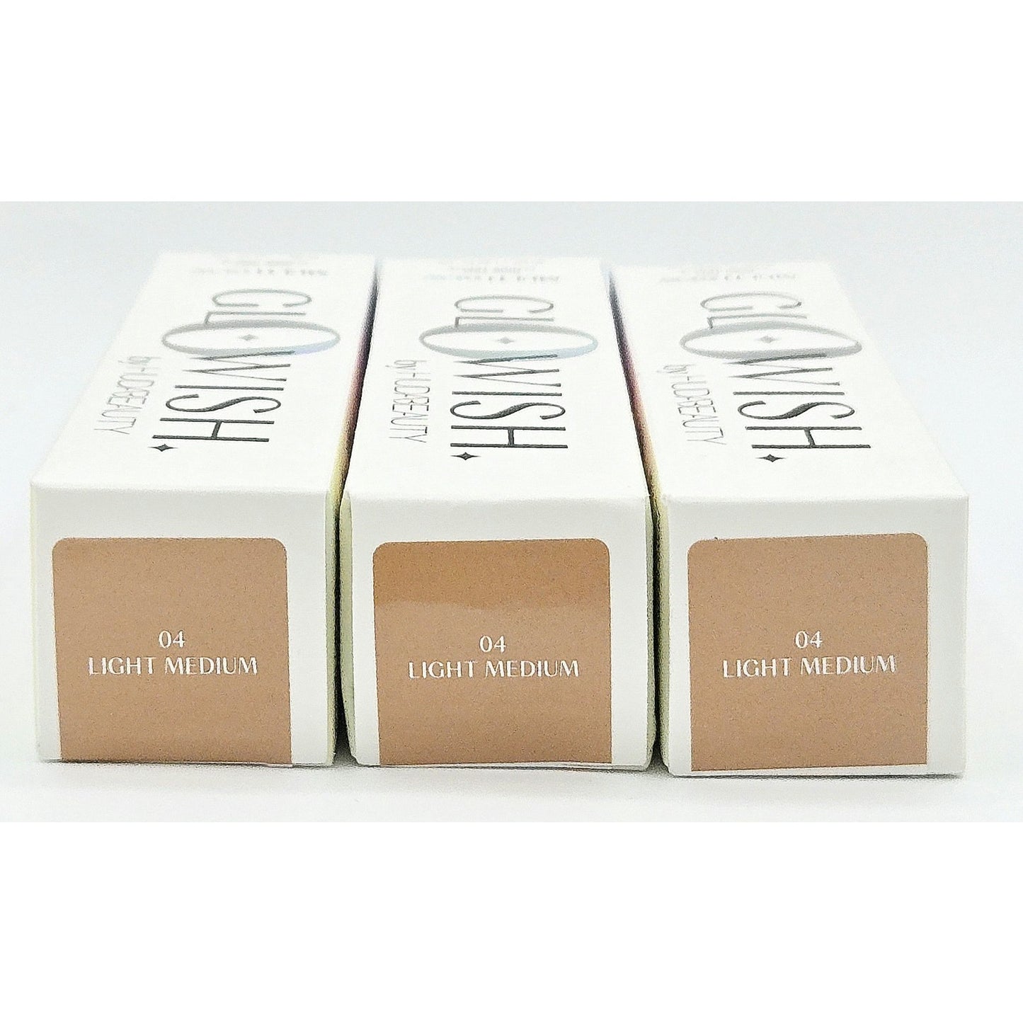 3 Pk HUDA BEAUTY Glowish Multidew Skin Tint Foundation- 1.35 oz- 04 Light Medium