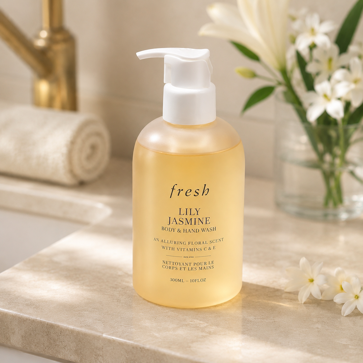 Fresh Lily Jasmine Body & Hand Wash Foaming Gel Cleanser 300mL 10oz New