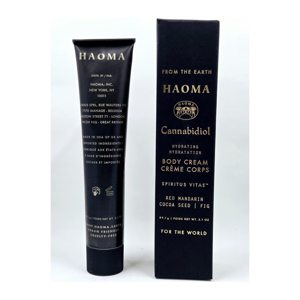 HAOMA Cannabidiol Body Cream tube back and box front