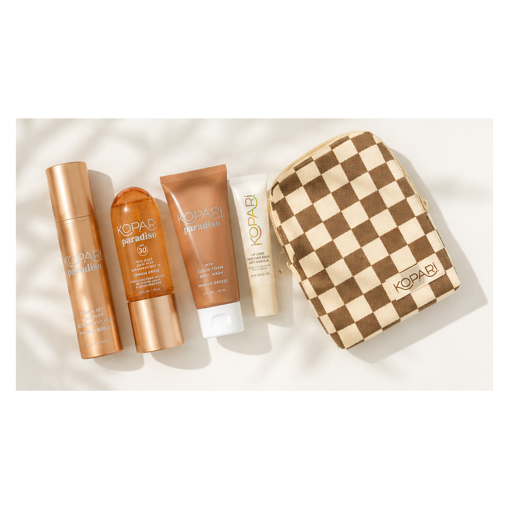 Kopari Paradiso Vanilla Breeze Body Care Travel Set with Pouch 4 Piece