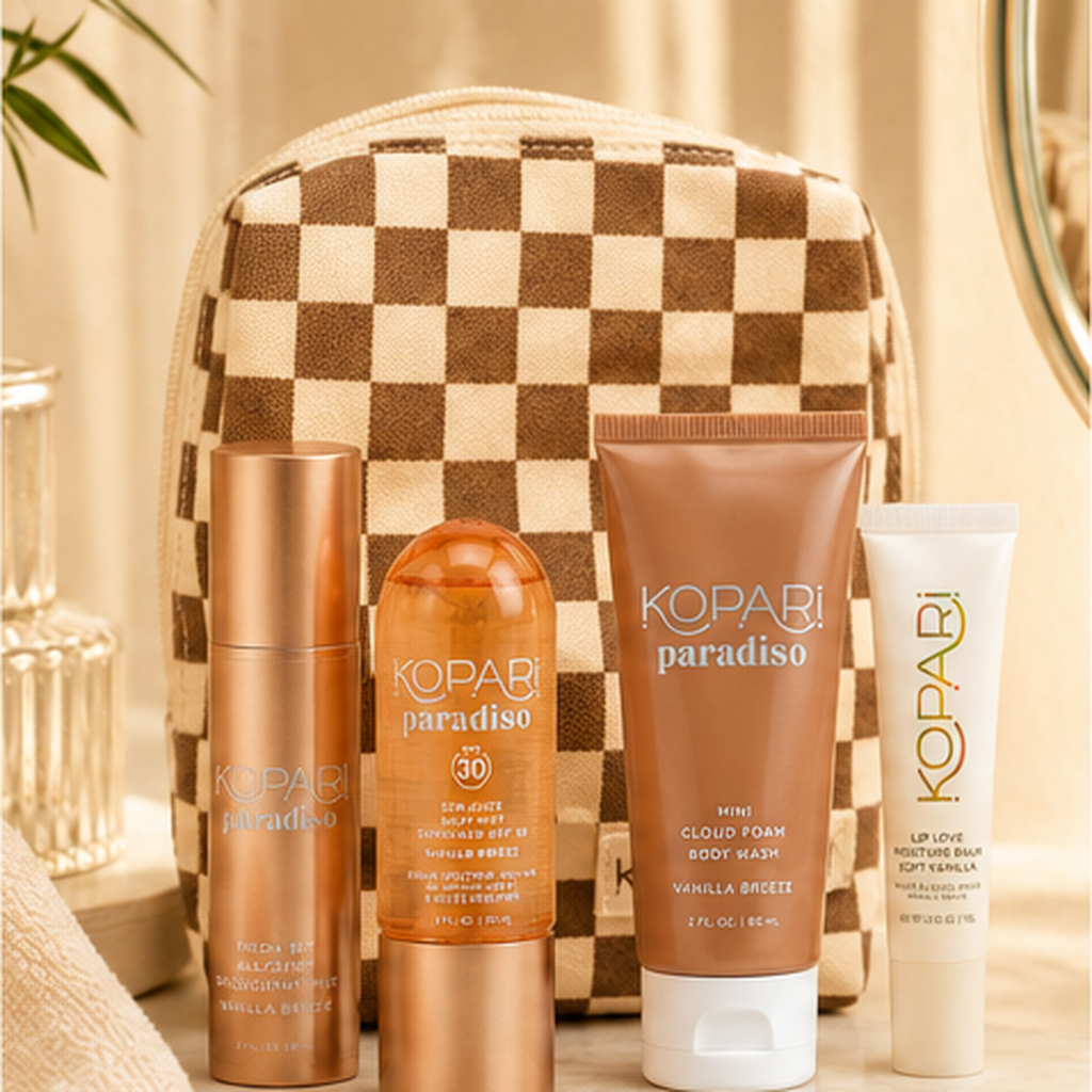 Kopari Paradiso Vanilla Breeze Body Care Travel Set with Pouch 4 Piece