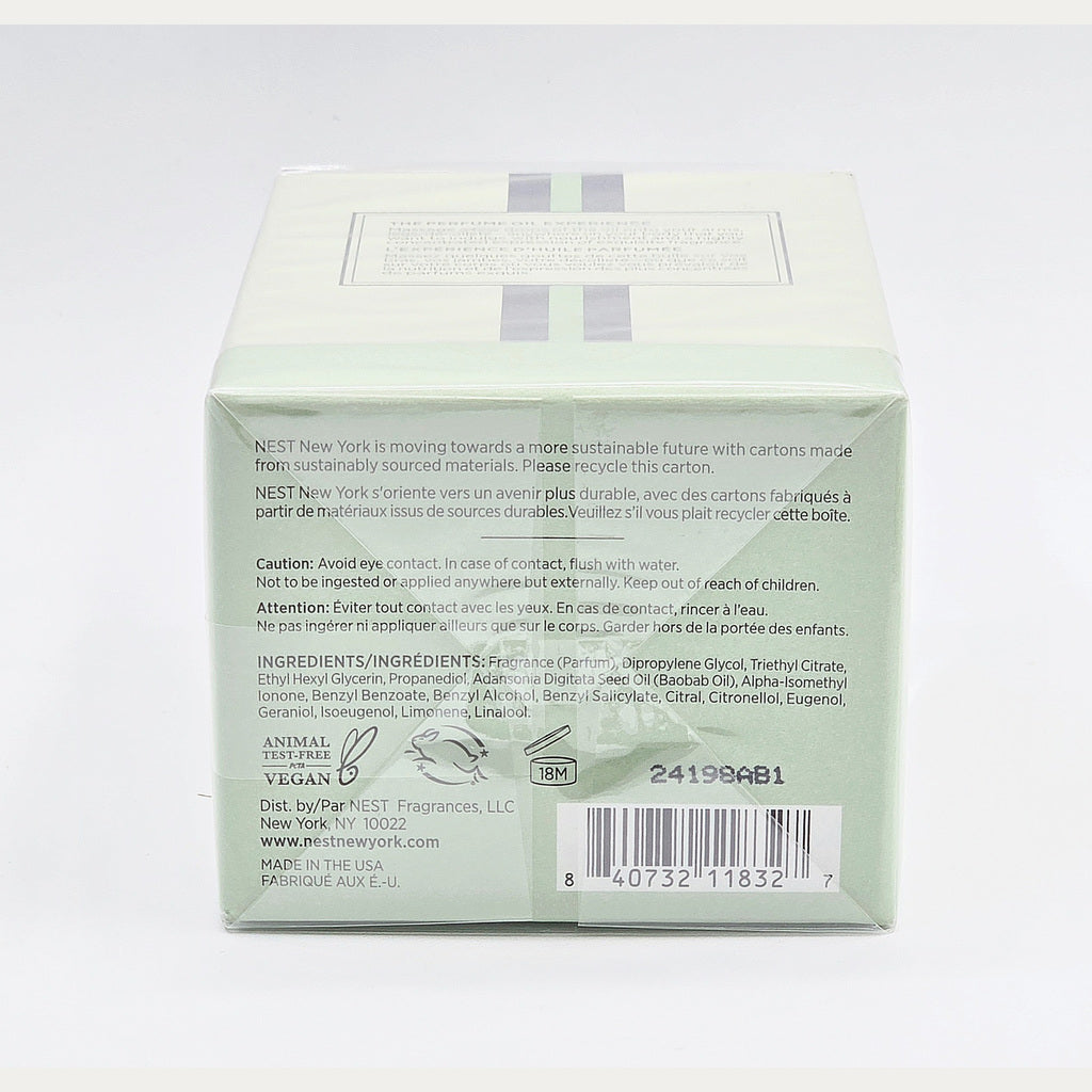NEST Indian Jasmine Perfume Oil ingredients UPC 840732118327 and batch 24198AB1