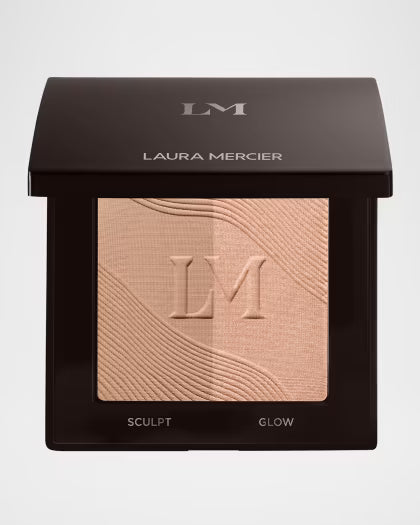 Open Laura Mercier Bronze Color Infusion compact in 10 Sainte-Croix with Sculpt and Glow powder pans
