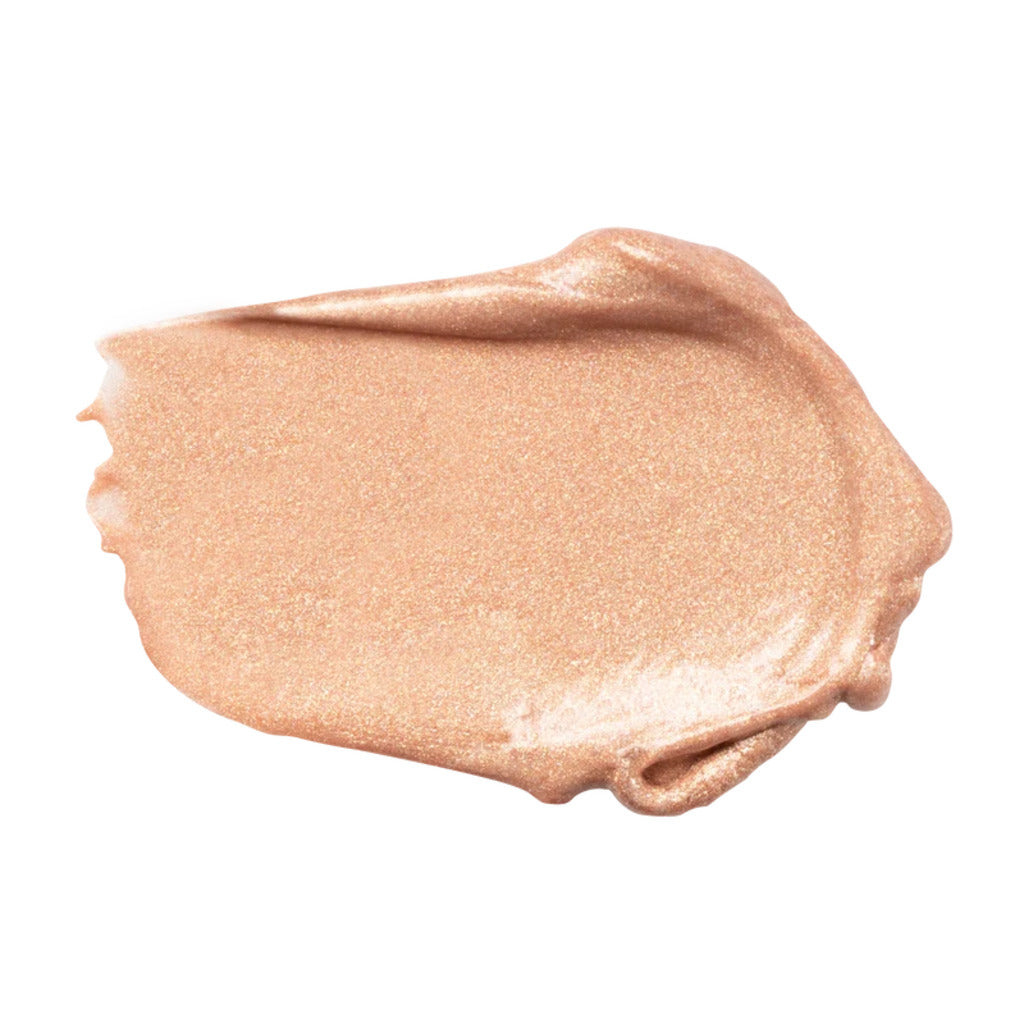 OFRA Dew the Dew Rose Quartz shimmer body lotion swatch on white