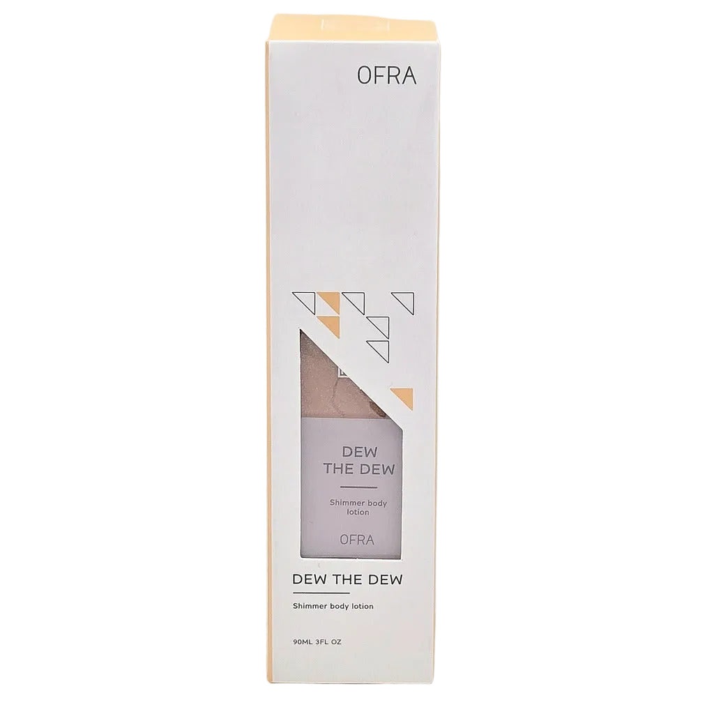 OFRA Dew the Dew Rose Quartz shimmer body lotion retail box front