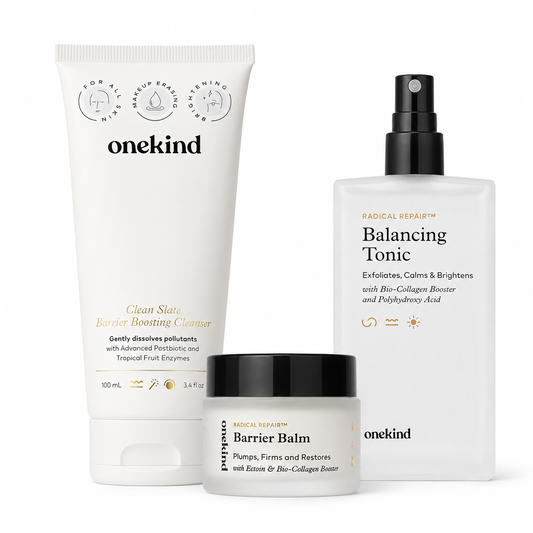 onekind Cleanse, Tone & Barrier Balm 3-Piece Skincare Set