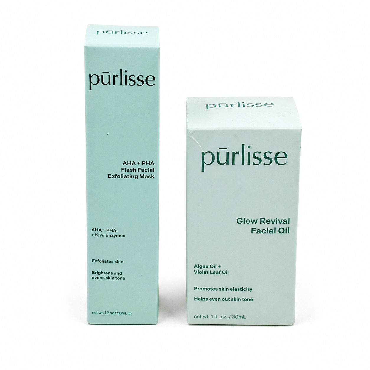 purlisse AHA + PHA Flash Facial Mask 1.7 oz and Glow Revival Facial Oil 1 oz set