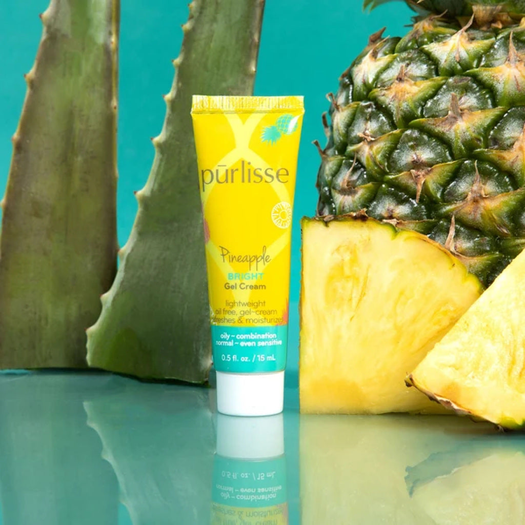 purlisse Pineapple Bright Gel Cream 0.5 oz travel-size tube and product details