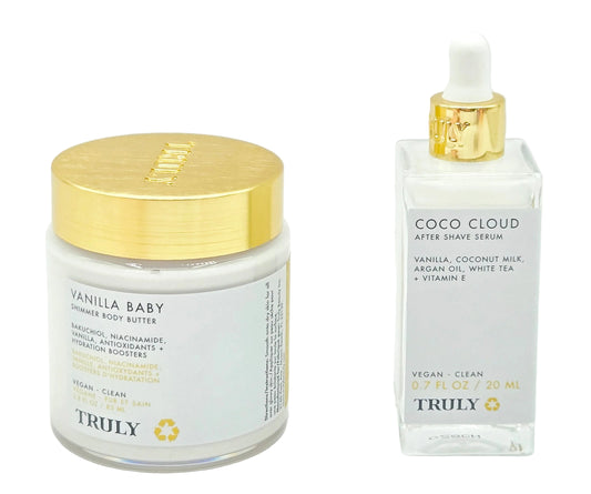 Truly Vanilla Baby Body Butter 2.8 oz & Coco Cloud After Shave Serum 0.7 fl oz Set