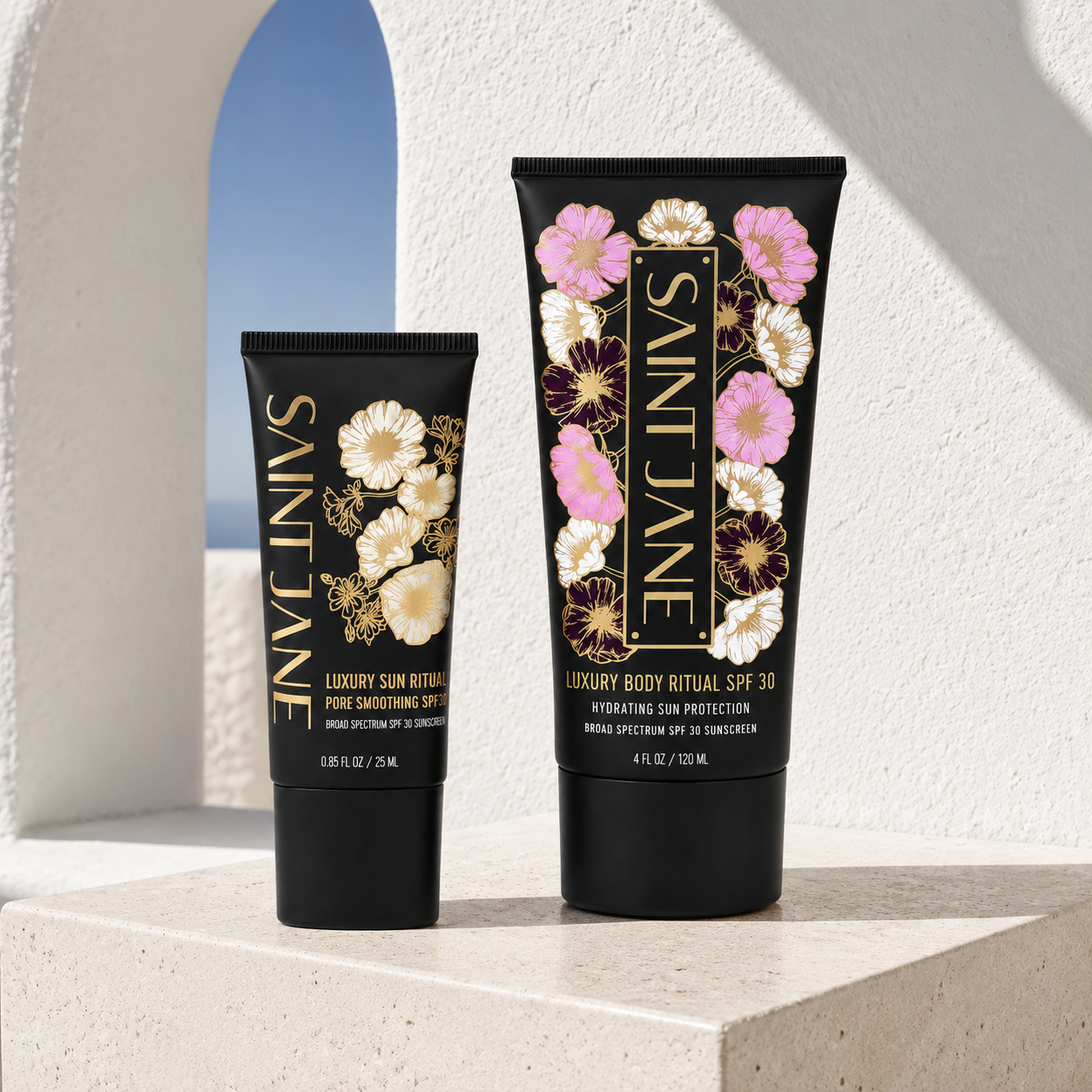 Saint Jane Luxury Sun Ritual Face + Body Mineral Sunscreen SPF 30 Duo 25 mL + 120 mL / 0.85 fl oz + 4 fl oz