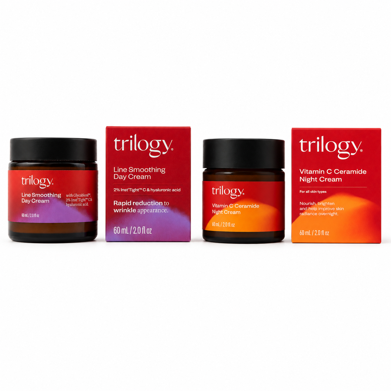 Trilogy Line Smoothing Day Cream + Vitamin C Ceramide Night Cream Duo 2 x 60 mL / 2 fl oz each