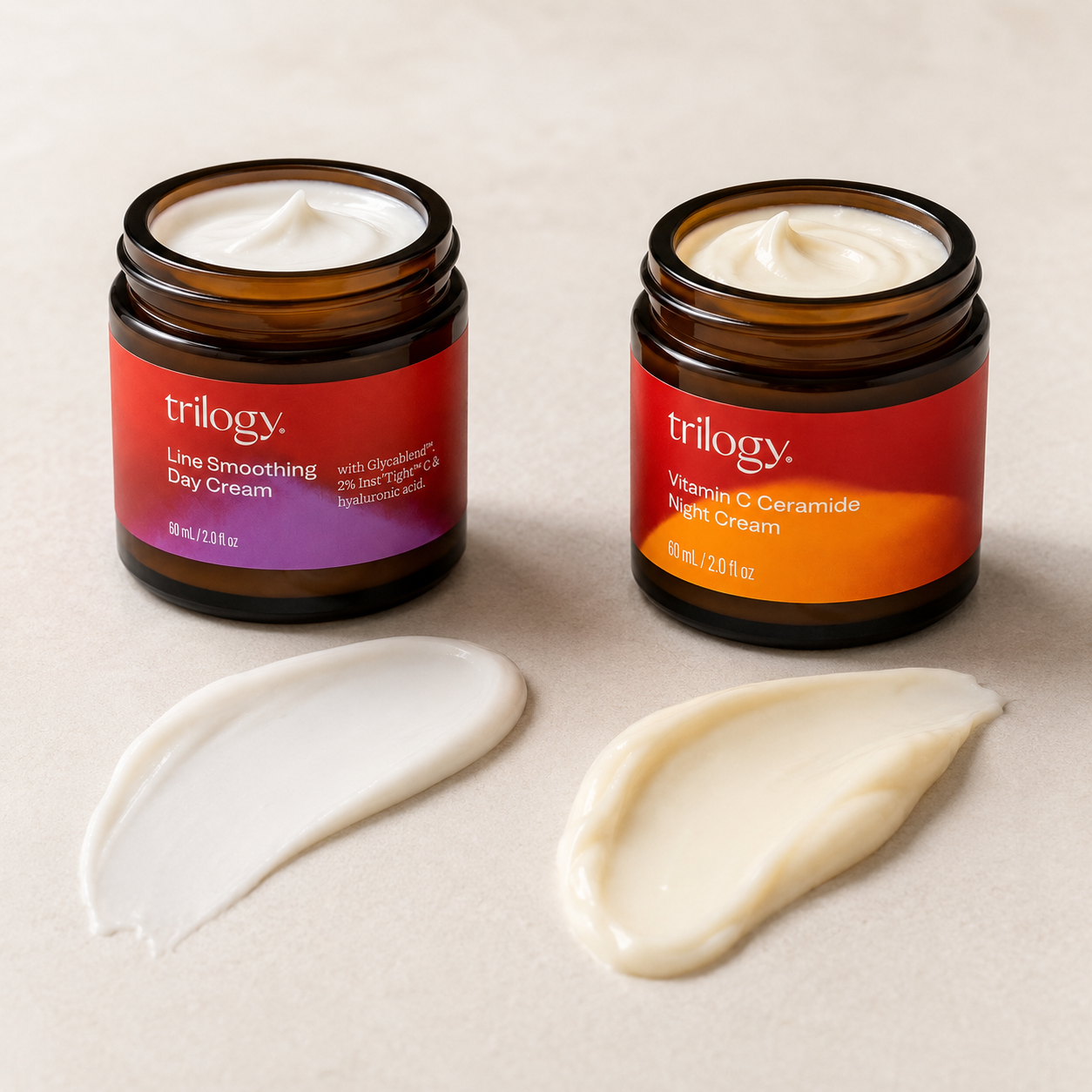 Trilogy Line Smoothing Day Cream + Vitamin C Ceramide Night Cream Duo 2 x 60 mL / 2 fl oz each
