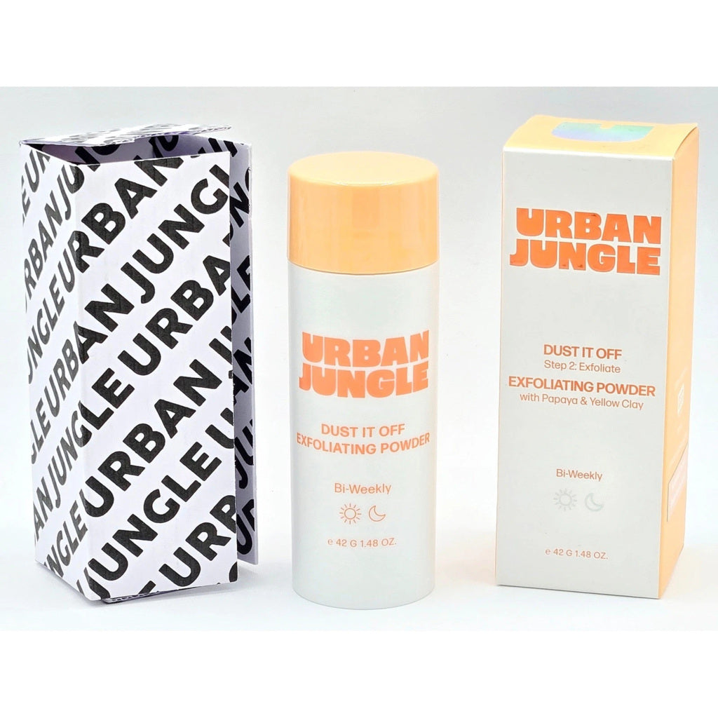 Actual Urban Jungle Dust It Off Exfoliating Powder 42 g bottle with its retail box and branded outer sleeve.