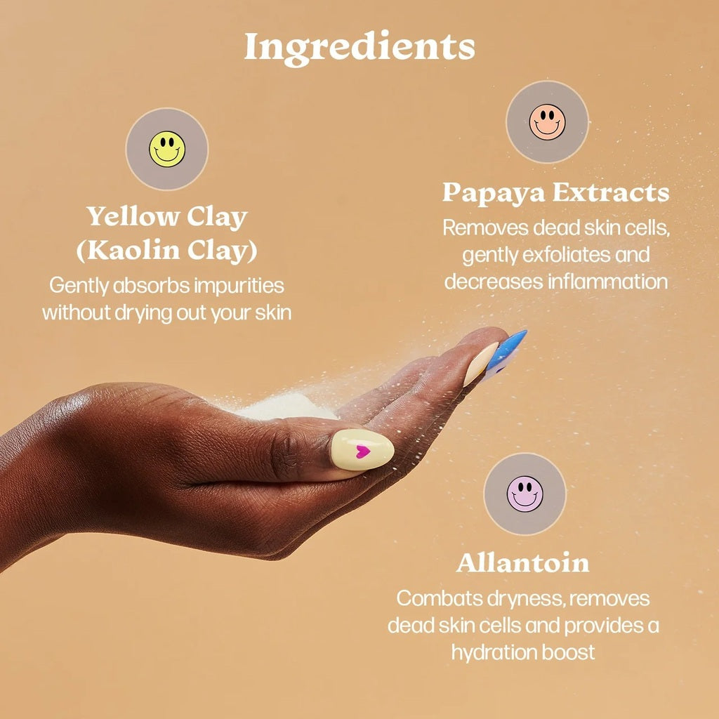 Key ingredients in Urban Jungle Dust It Off Exfoliating Powder: yellow kaolin clay, papaya extract and allantoin.